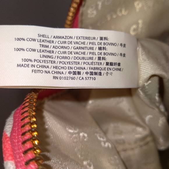 RARE Kate Spade Genuine Leather Pink & White Canvas Palm Tree Satchel Cr… - Picture 14 of 16